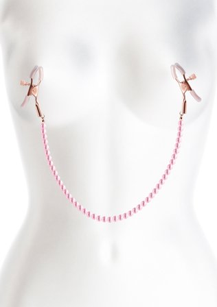 BOUND NIPPLE CLAMPS PINK PEARLS - Vuxen.se - Bröstklämmor, nipple klämmor för BDSM