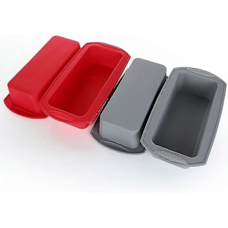 4-pakning Silikonformer for brød, Non-Stick brødform for baking, rød og grå (FMY)