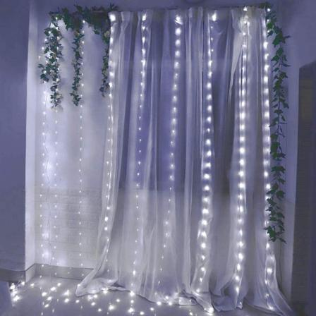3x1/3x2/3x3M Led istapgardin Fairy String Light Batteri/usb Fairy Xmas Garland til bryllup Hjem Vindu Fest Feriedekor White 3X1M USB