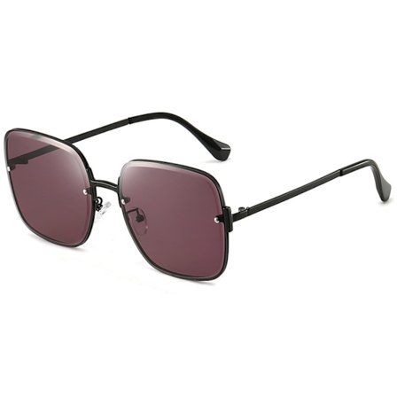 Fashion Personlighet UV-skydd Solglasögon Dam Square Metall Gradient Solglasögon---Svart ram vinröda tabletter