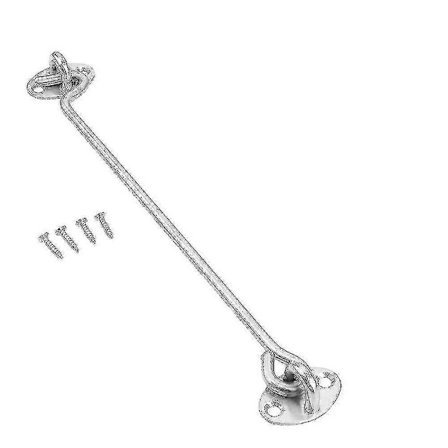 Galvaniserad Stål Hake och Ögla Dörrlås Extra Lång 40cm Fönster Grind Lås Skjul Stuga Tyst Hållare Trädgård (FMY)