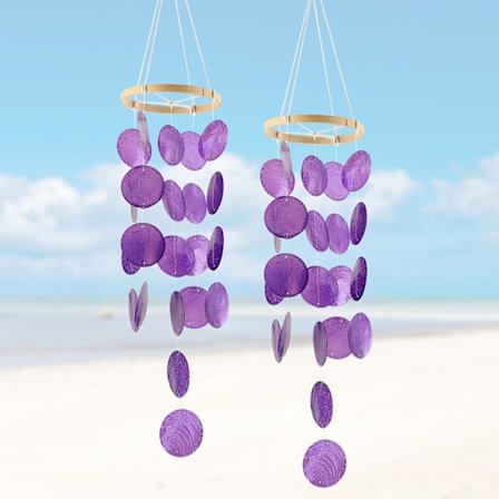 2 Pak Capiz Vindklokker til Udendørs, Udendørs Skalhængende Strand Kyst Hav Hjem Dekorativ, Unik Naturlig Skal Vandfald Wi