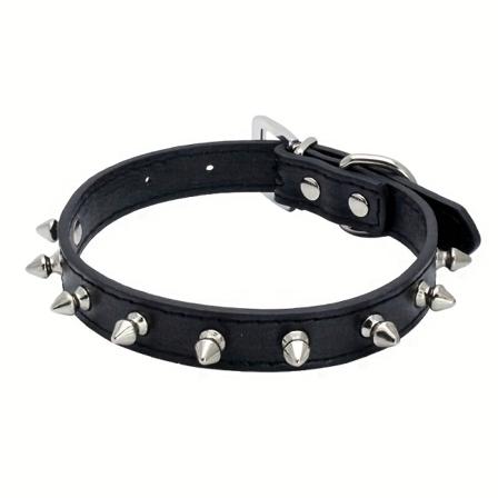 Hållbart hundhalsband i konstläder med nitar, spikad hundhalsband justerbar husdjurshalsband Black M