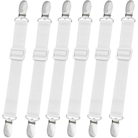 10 stk. Justerbare lagenstropper, lagenclips, elastisk lagenholder, lagenstropper clips, lagenfastgørelsesstropper til at holde lagenet på plads