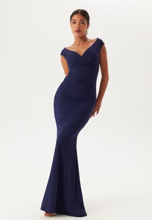 Goddiva Bardot Pleat Maxi Dress Klær