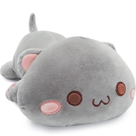 Sød katteunge plyslegetøj bamse Pet Kitty Blød anime kat plyspude til børn (grå A, 25,5")