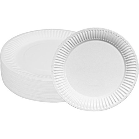 100 Papptallerkener, Engangstallerkener, Biologisk nedbrytbare, Egnet for fester, bryllup og andre arrangementer, Stødige 250 g/m² (Hvite)