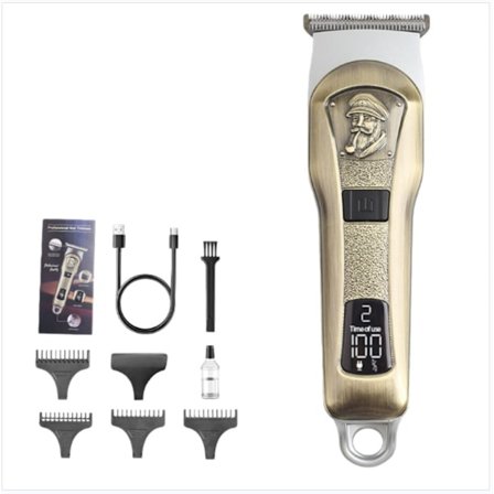Professionel Hårklipper til Mænd - Trådløs, Digital Skærm og Type-C Genopladelig Trimmer