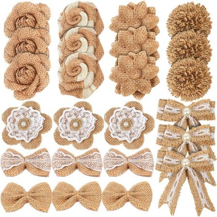 Groft lærred rulle blomst brun, DIY julefest dekoration se