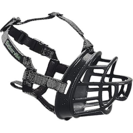 Baskerville Ultra Hundmunstycke - Svart Storlek 5, Perfekt för Stora Hundar, Förhindrar Tuggande och Biting, Korg Tillåter Hecheln och Drickande - 