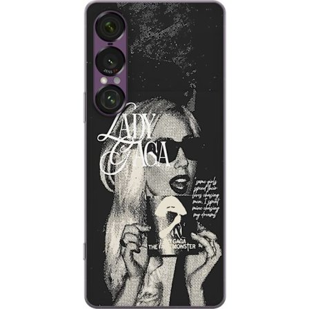 Yhteensopiva Puhelinkuori Sony Xperia 1 VII Lady Gaga mustavalkoinen retrojuliste aurinkolaseilla ja pop-taide-estetiikalla
