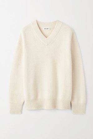 Soft Goat - Men's V-neck - Men cashmere sweater - S - Feather White