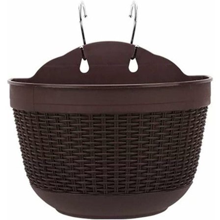 Selvvandende hængende blomsterkrukke med vandreservoir til væg- eller havedekoration 25x16,5x15c, brun