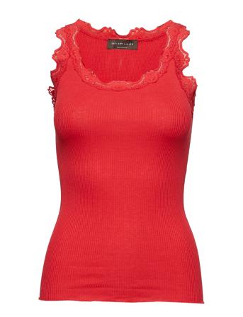Silk Top W/ Lace T-shirts & Tops Sleeveless Röd Rosemunde