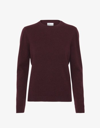 Women Light Merino Wool Crew - Oxblood Red - XL