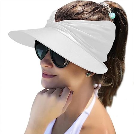 Damsolskyddshatt Bred brätte Sommar UPF 50+ UV-skydd Cap Vit