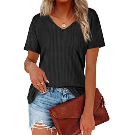 Kortärmad T-shirt För Kvinnor I Enfärgade Toppar