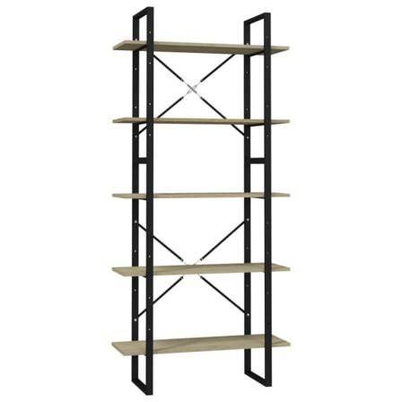 Vidaxl Bokhylla 5 Hyllplan Sonoma-ek 80x30x175 Cm Spånskiva Brun