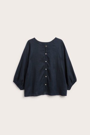 Kappahl | Bluzka lniana z wiązaniem Ciemnoniebieski M | Ciemnoniebieski