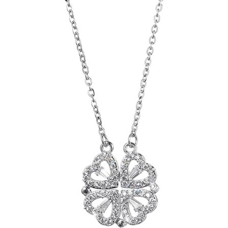 Hjerte Vedhæng Halskæder Foldbar Firekløver Halskæde (Sølv)