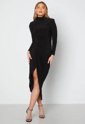 John Zack - High Neck Rouch Maxi Dress XXS (UK6) - Black - Klänningar - Dam - Bubbleroom