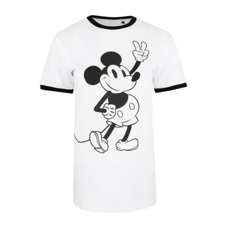 Disney Mickey Mouse Peace T-shirt För Dam/dam L Vit/svart