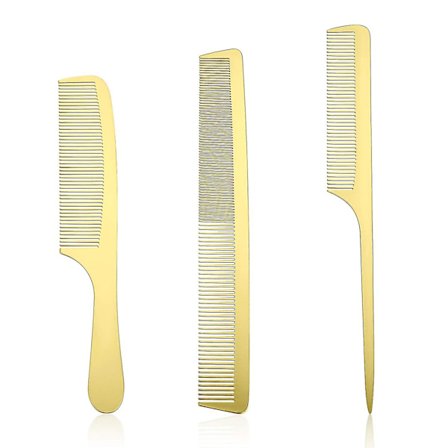 3 stk. Metal Kam Sæt Anti-statisk Guld Hårkam Til Mænd Og Kvinder Rustfrit Stål
