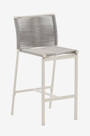 Kave Home - Culip-ulkoilujakkara köysinarusta ja valkoisesta alumiinista, 65 cm. - Valkoinen - Baarituolit - - Homeroom