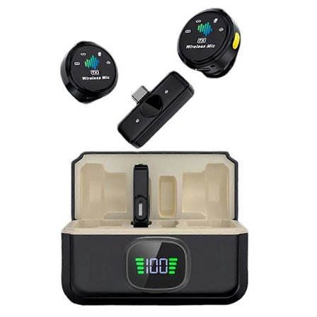 Mikrofon 2.4G Plug and Play Chip Trådlös Lavalier Mikrofon Mic med Laddningsfodral Lavalier Mikrofon Trådlös