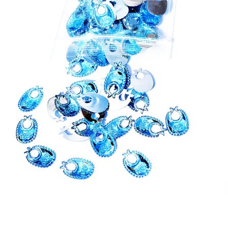 100 st baby shower födelsedagsfest present dekoration leksakstillbehör (blå haklapp)