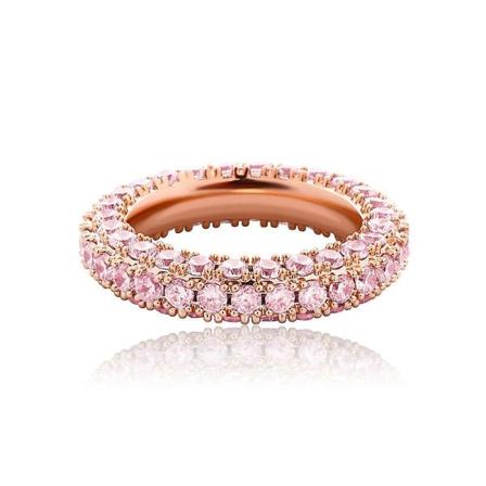Fashion 3 Row Cz Bling Ring Kvinder Mænd Iced Out Fuld Micro Pave Cubic Zirconia Ringe Guld Sølv Farve Hip Hop Punk smykker Rose Gold