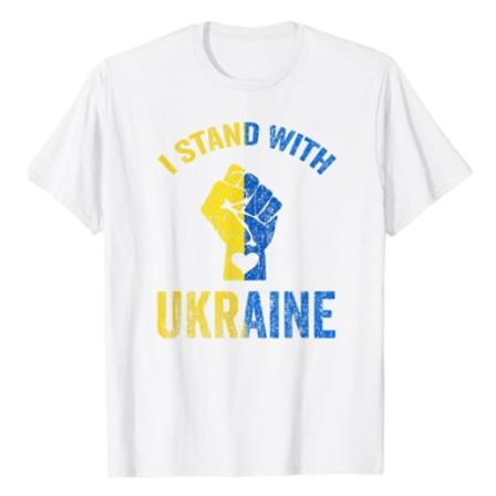 Jag står med Ukraina Kortärmad T-shirt Stöd Ukrainska Tee Top Män White 4XL