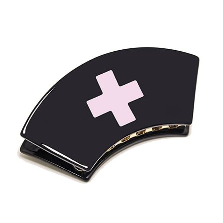 Harajuku-hiuskoukut, sairaanhoitajalakki, hiusneulat, ristikuvio, Lolita-pinni (musta)