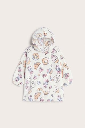 Kappahl | Bluza z kapturem, we wzory, z polaru | Offwhite