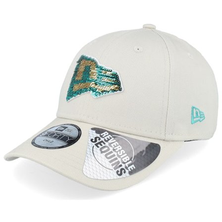 New Era - Beige adjustable Keps - Kids Sequin 9FORTY Stone Adjustable @ Hatstore