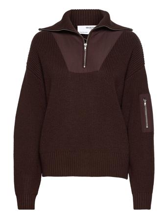 Slfevelyn Ls Knit W Brown Selected Femme