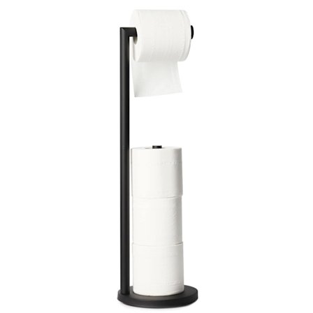 Fritstående toiletpapirholder, toiletpapirholder til badeværelse, toiletpapirholder til opbevaring af 4 papirruller 22 x 6,29 tommer (sort)