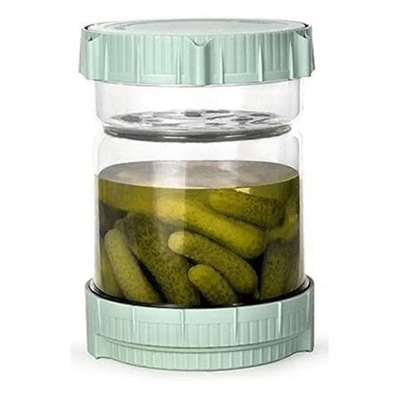 Sylteagurkbeholder med sil, 1,4 liters sylteagurkbeholder med sil, sylteagurk- og oliven timeglassbeholder