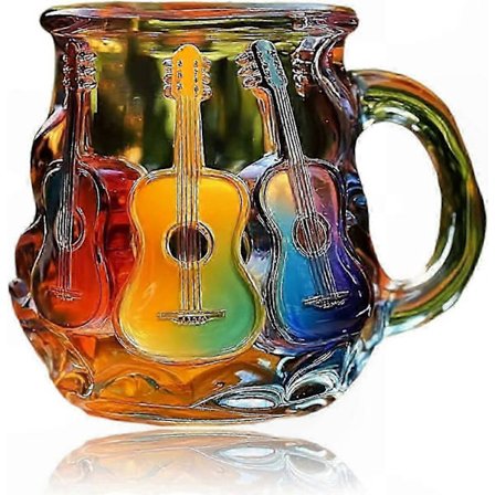 Musikalsk instrument-tema kaffekrus i glas med 3D-guitardesign til musikentusiaster og samlere