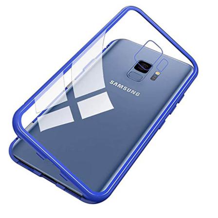 Stilfuldt dobbeltsidet magnetisk cover - Samsung Galaxy S9 Blå