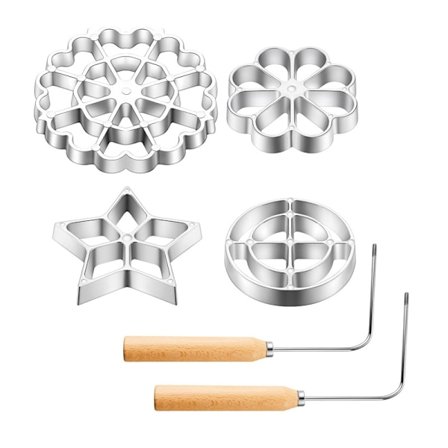 [LCS] 4-pak Rosett Kaka Buneulos Værktøj, Kompatibelt med 3 Udskiftelige Hoveder, Aluminiumforme til Bagning