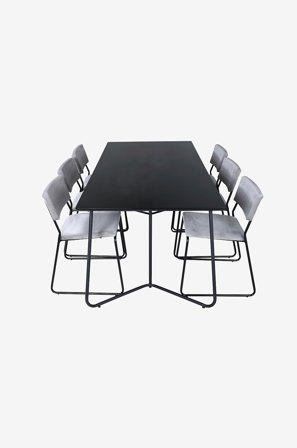 Venture Home - Matgrupp Petra med 6 st matstolar Kenth - Svart - Matgrupper - Från Homeroom