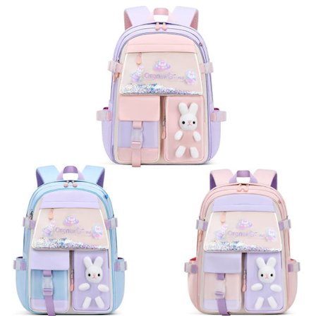 Skolryggsäck Flickor – Söt Kanin Skolväska med Stor Volym & Vattenavvisande Material_TF_TF