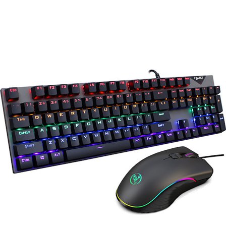104-tangenters Gaming Tangentbord och Mus Trådbunden LED Flerfärgad Bakgrundsbelysning RGB Paket för PC Gamers Användare Laptop Dator