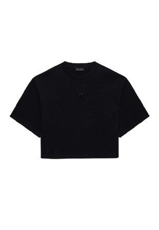 Anine Bing Myers Cropped Tee Framed Monogram T-shirts Dam Svart L