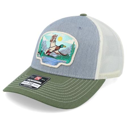 Wild Spirit - Grigio trucker Cappellino - Rouen Duck Patch Heather Grey/Birch/Olive Trucker @ Hatstore
