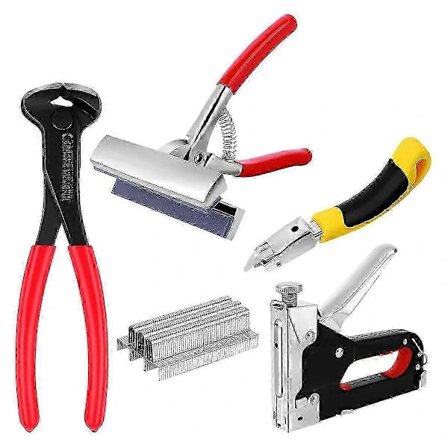 Kraftige lerretstenger med endebiter og stiftefjerner med 600 stifter, Lerret Str hwy