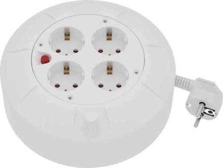 Gelia 09.0009205 Kabelrull 4 uttak, 5 m kabel, Stikkontakter & kabler