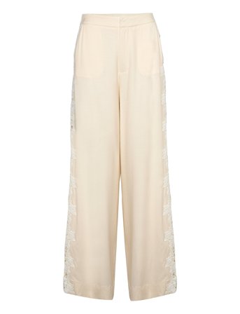Stephanie Lace Detail Linen Pant Cream Malina