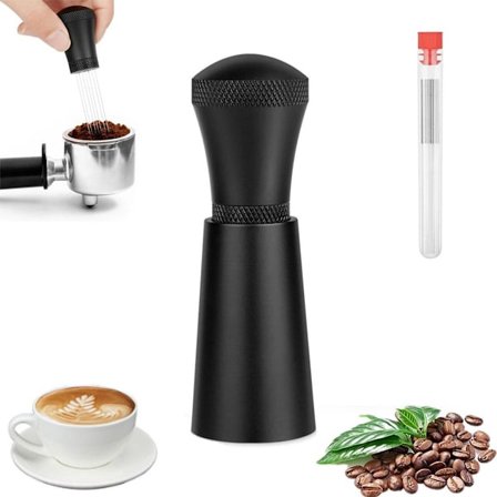 Kompakt verktyg med 7 nålar - Svart - med 10 rostfria ersättningsnålar - Espresso distributionsverktyg - Kaffepress Espresso Nål ...